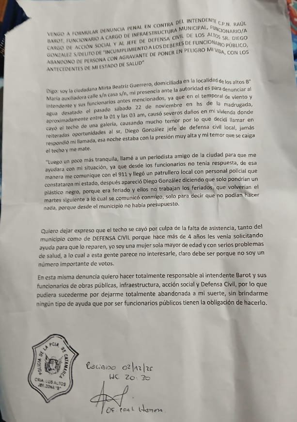 DENUNCIARON PENALMENTE A RAÚL BAROT Y VARIOS DE SUS FUNCIONARIOS